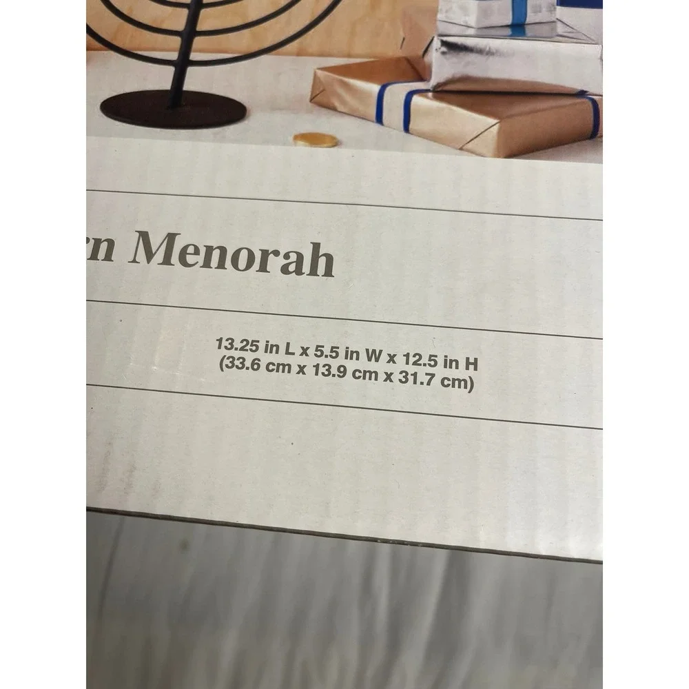 Studio3B Modern Menorah Black Matte Metal Hanukkah Candelabra Minimalist 13.25in
